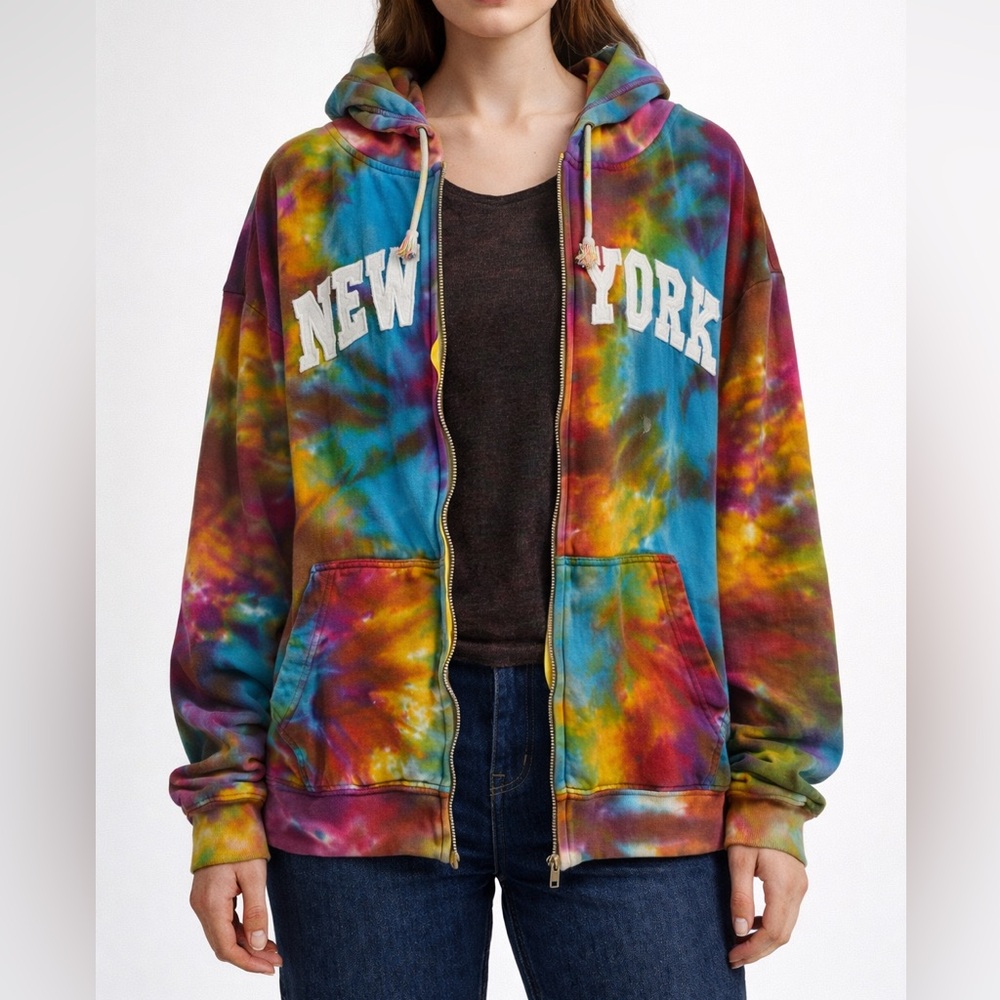 Popular Sports New York Tie Dye Zip Hoodie XXL